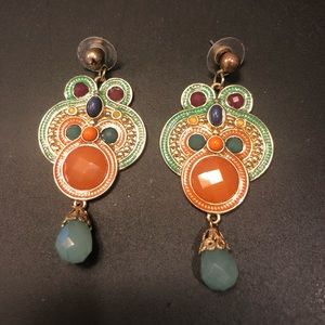 Jade inspired Art Deco drop fashion earrings